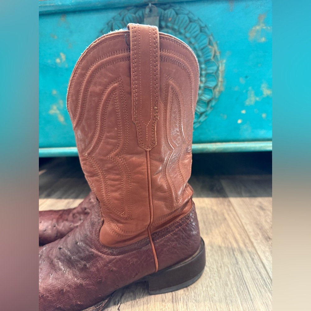 Tecovas THE EMMITT OSTRICH Roper Square toe cowboy boot Sz 9.5 D - Picture 3 of 11
